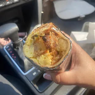 Breakfast burrito with turkey sausage