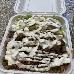 8. Lamb over Rice with Salad Platter