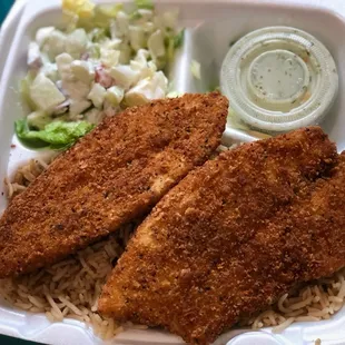#11: 2 Pc. Tilapia Fish w/ Rice &amp; Salad