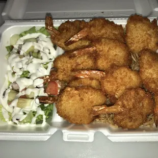 #12: 10 Pc. Fried Shrimp w/ Rice &amp; Salad