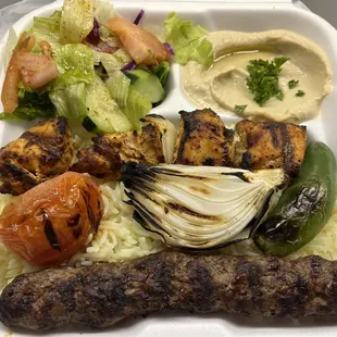 Mixed Chicken and Kafta Kebab Plate