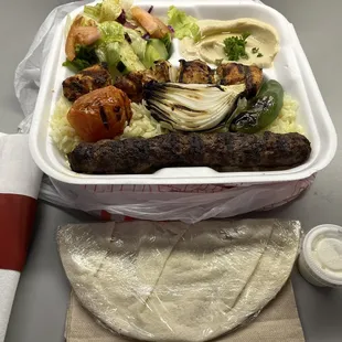 Mixed Chicken and Kafta Kebab Plate