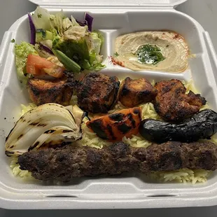Beef Mixed Chicken and Kafta Kebab Plate