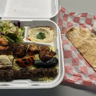 Mixed Chicken and Kafta Kebab Plate