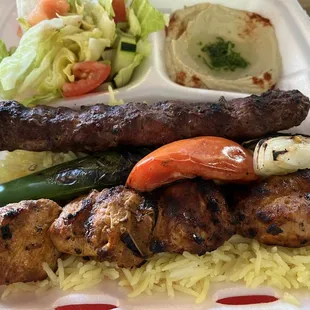 Mixed Chicken and Kafta Kebab Plate