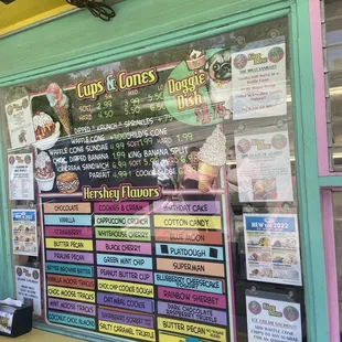 a menu on the front of a restaurant