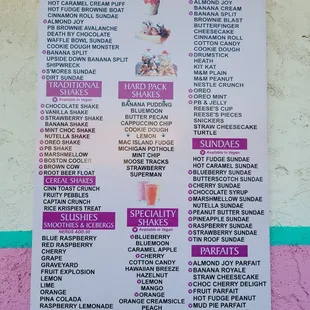 the menu for the restaurant