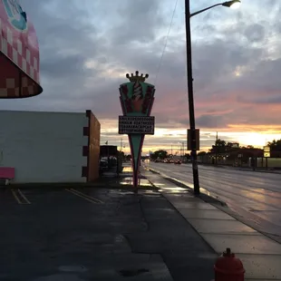 Usually the sign is lit up in neon!!