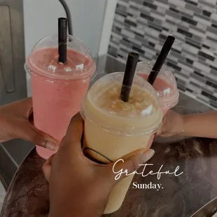 strawberry, standard banana and hawaiian sunrise