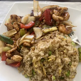 Mongolian Three Combination Lunch with $1.50 extra for fried rice