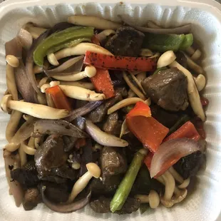 Stir Fry Rib Eye Steak with Mushroom