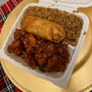 C10. Orange Chicken Combination Platter