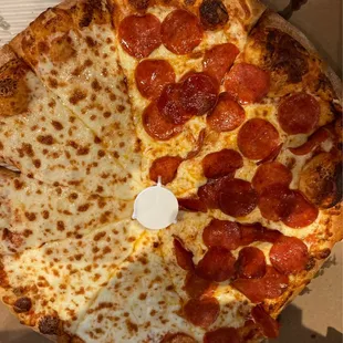 Half cheese half pepperoni