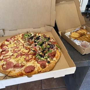 The best pizza I ever had! I love the crispy crust and mozzarella cheese cooked just right! Overall very tasty and I highly recommend!