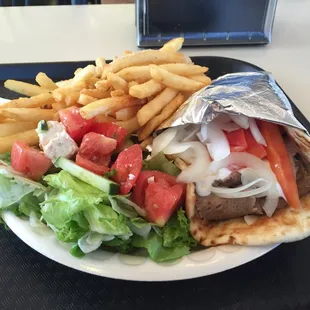 Gyro Plate with salad and fries for approx $11