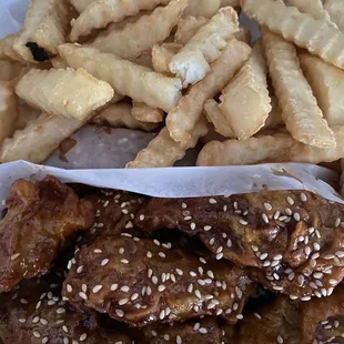 Korean Wings and fries