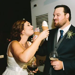 Some couples feed each other cake, we went for ice cream.