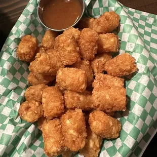 Tater tots with habanero honey