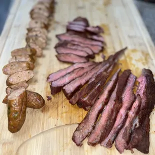 Tri tip with some chicken sausage