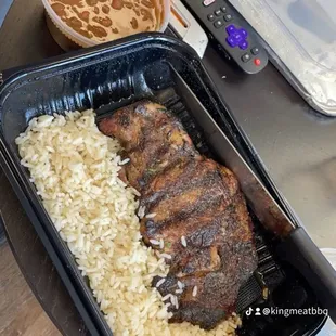 Ribeye with some rice and beans