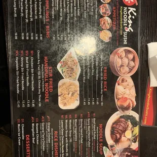 Menu (excuse the flash)