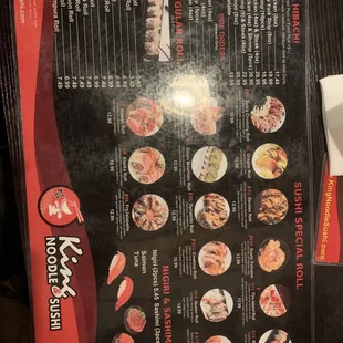 Menu (excuse the flash)