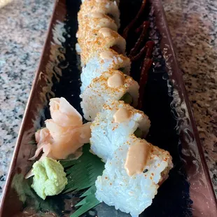 a sushi roll on a plate