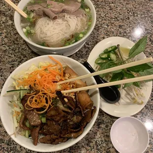 Top: P1 eye of round steak Bottom: B3. Vermicelli Charbroiled Pork