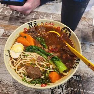 Spicy beef noodles soup