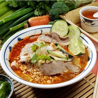 2. Spicy Beef Sate Rice Stick Soup with Peanut