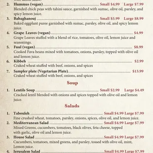 Our menu