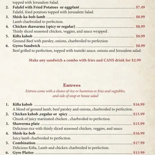 Our menu