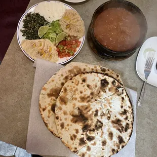 Lamb Fahsa, Naan, sampler platter
