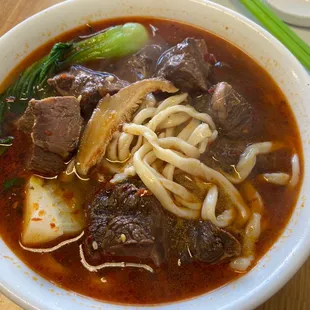 Sichuan style beef noodle soup. Excellent.