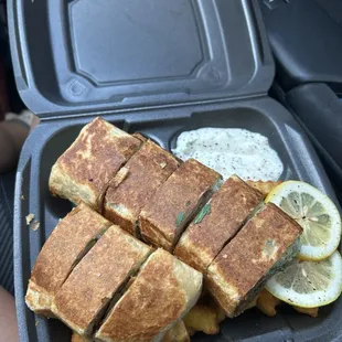 #19- Gyro Lamb Arabi with fries, mix pickles salad and Taziki sauce