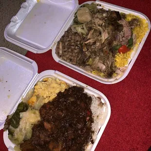 three trays of food