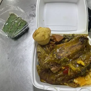 Turkey wings in gravy served with macaroni and cheese. Fresh Green Beans. Sweet potatoes. Corn bread. And key lime cake.