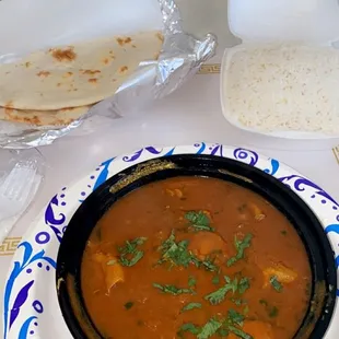 Curry Chicken W/ White Rice (level 5 spice) -$16  Plain Naan - $3