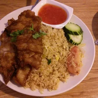 Crispy Chicken Over Fried Rice