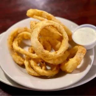 Homemade Onion Rings and ask for a side of the homemade ranch or blue cheese