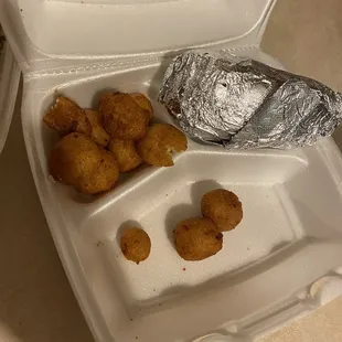 a tray of fried food
