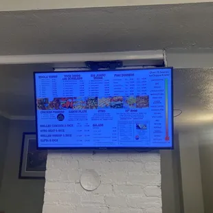 the menu on the wall