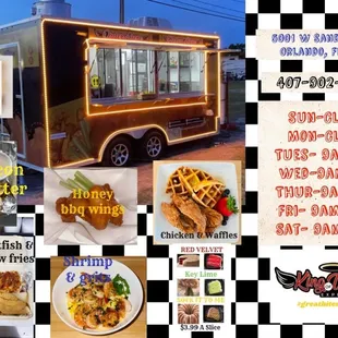 Chicken &amp; waffles, cake, and wings, comfort food.