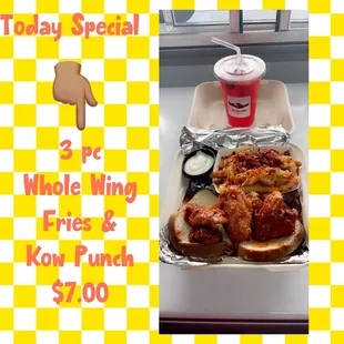 KOW WINGS &amp; KOW FRIES!!! A little spicy but delicious
