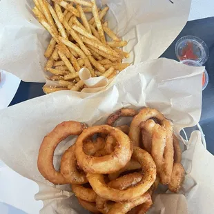 Fries and onion rings