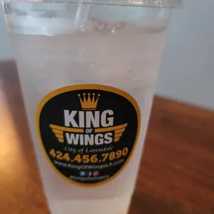 Complementary cup of water in a to go cup. Nice