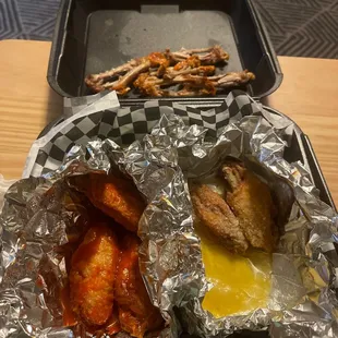 Buffalo mild wings and garlic Parmesan