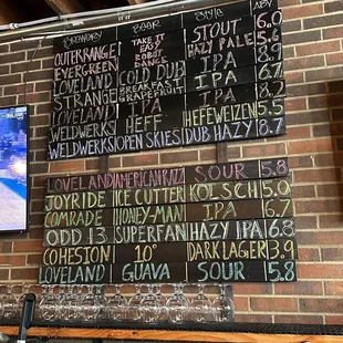 Rotating beer menu