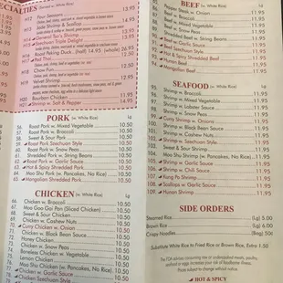 menu