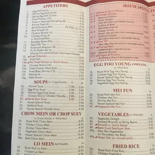 menu